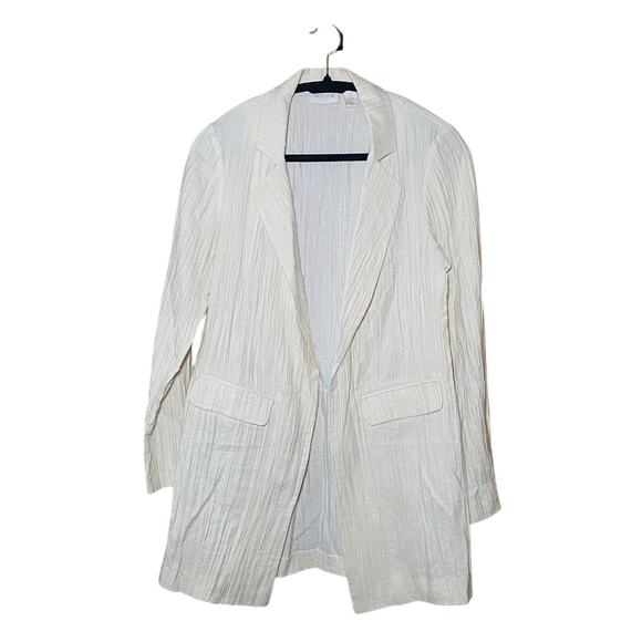 Chico's - Cream Textured Half Sleeve Jacket - Size 0 - Picture 1 of 15